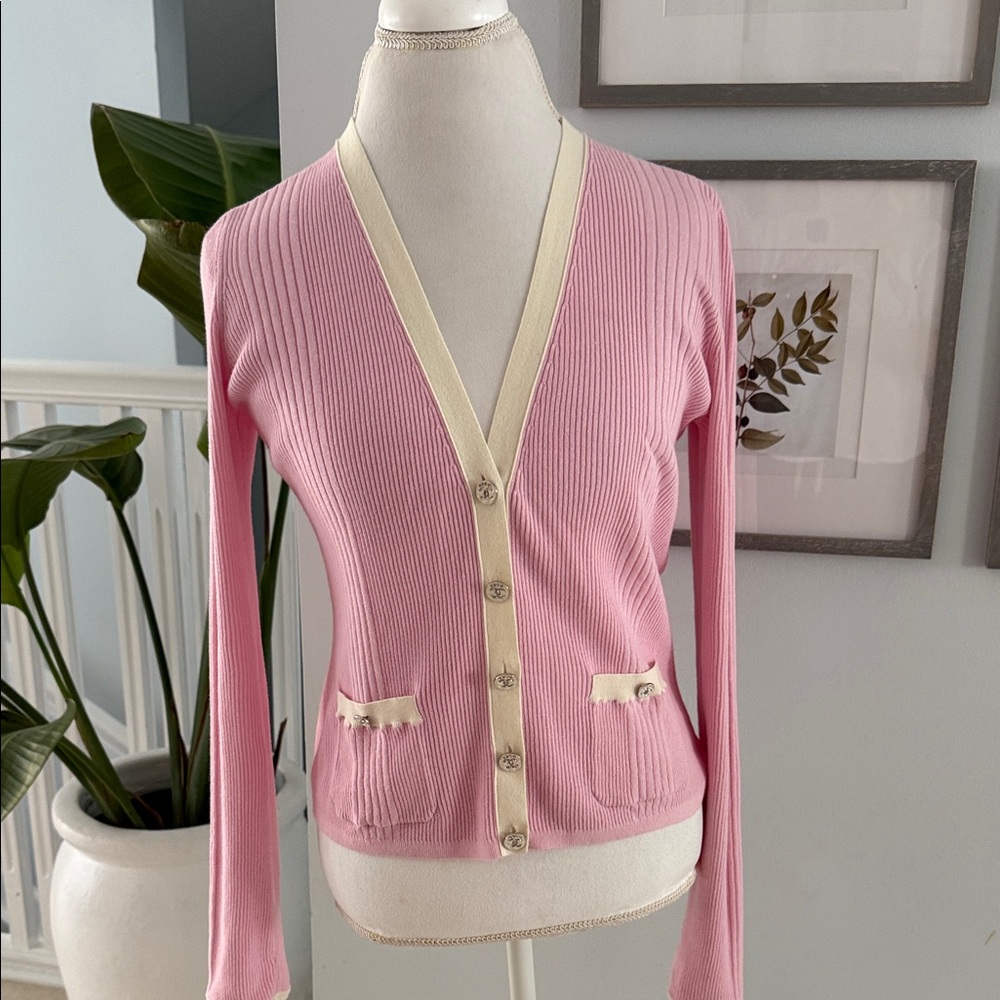 CHANEL Coco Beach 2025 collection Soft Pink and Cream Cardigan